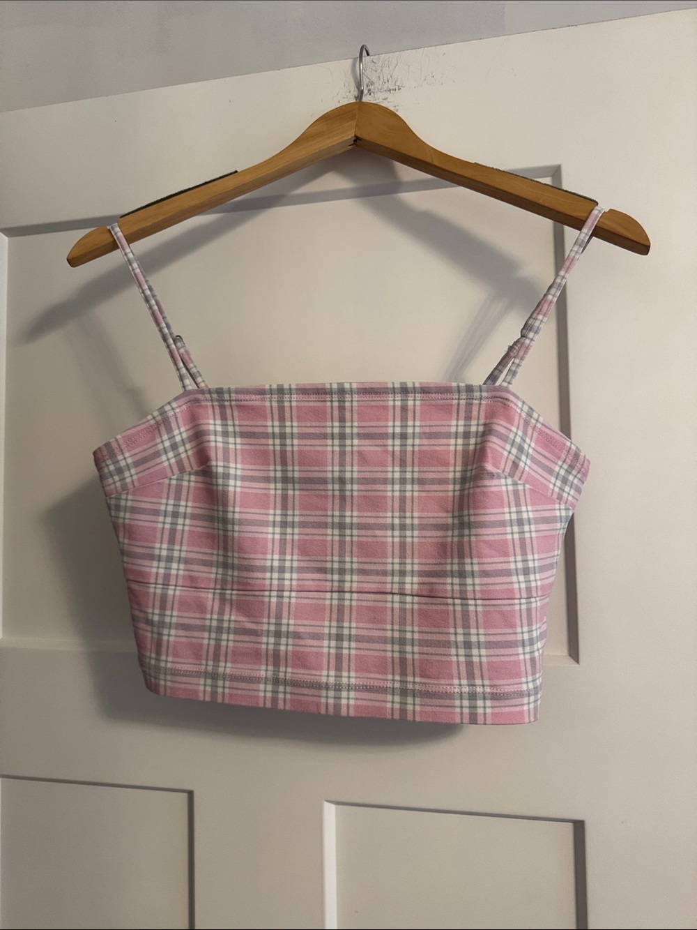 Hollister Pink Plaid Cropped Spaghetti-Strap Cami